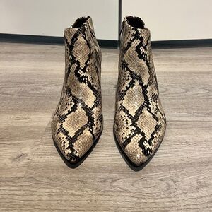 Clarks Beige, Cream and Black Snakeskin Ankle Boots